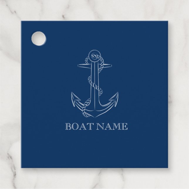 Nautical Spirit Anchor Navy Blue Gåvor Etiketter (Framsida)