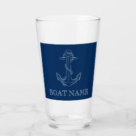 Nautical Spirit Anchor Navy Blue Glaskopp