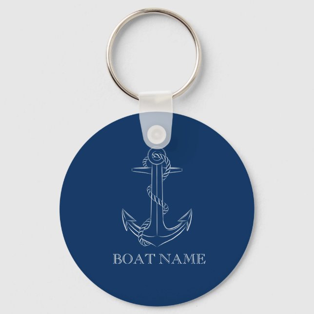 Nautical Spirit Anchor Navy Blue Nyckelring (Framsida)