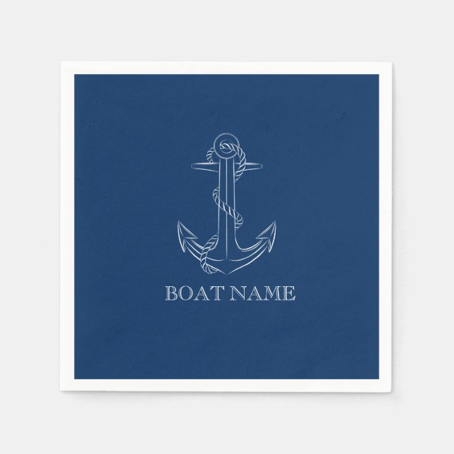 Nautical Spirit Anchor Navy Blue Pappersservett (Framsidan)