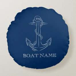 Nautical Spirit Anchor Navy Blue Rund Kudde