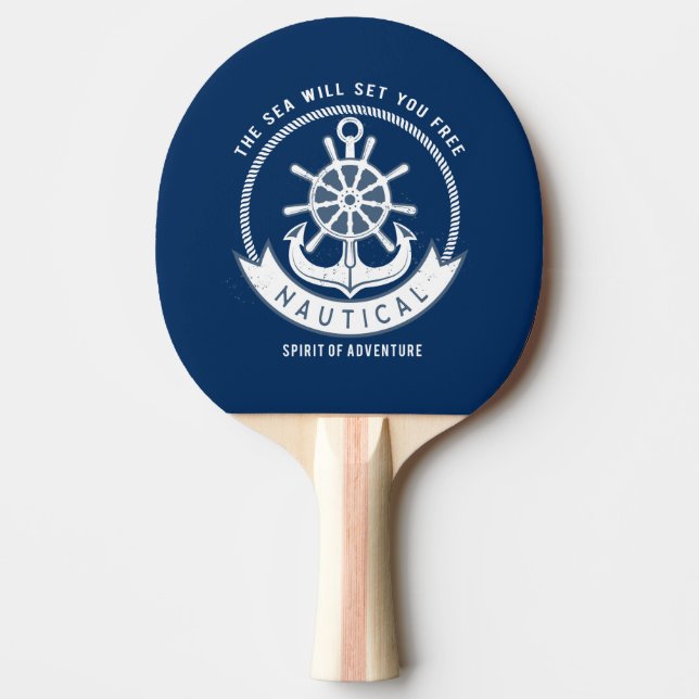 Nautical Spirit Anchor,Wheel, Navy Blue Pingisracket (Framsidan)