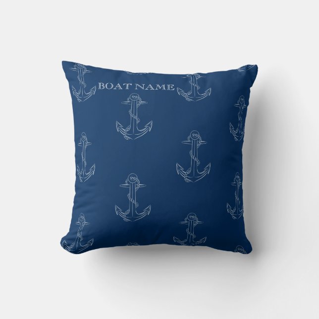 Nautical Spirit Anchors Navy Blue Kudde (Framsida)