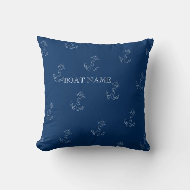 Nautical Spirit Anchors Navy Blue Tropical Kudde (Framsida)