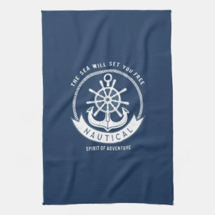 Nautical Spirit Ankar, Hjul, Marinblå Kökshandduk