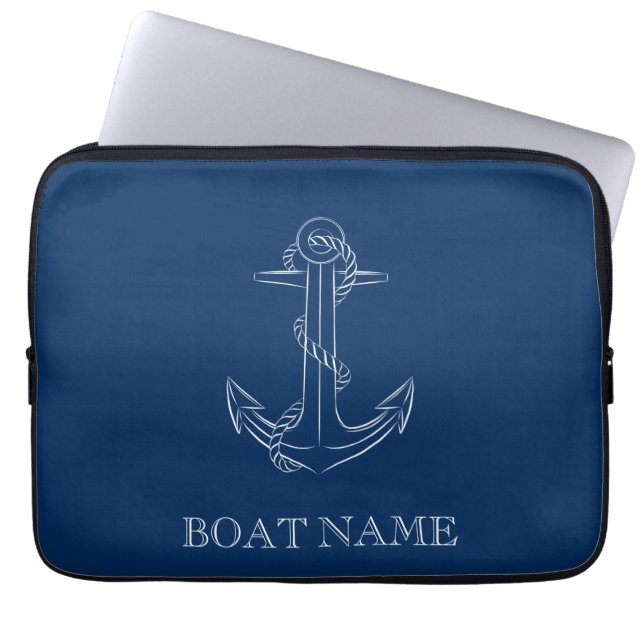 Nautical Spirit Ankar Navyblå  Laptop Fodral (Framsidan)