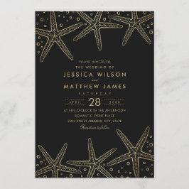 Nautical Starfish Destinationsstrand Thed Bröllop Inbjudningar