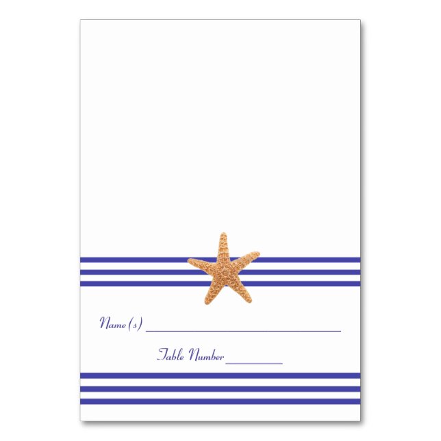 Nautical Starfish - Escort Card Bordsnummer (Framsidan)