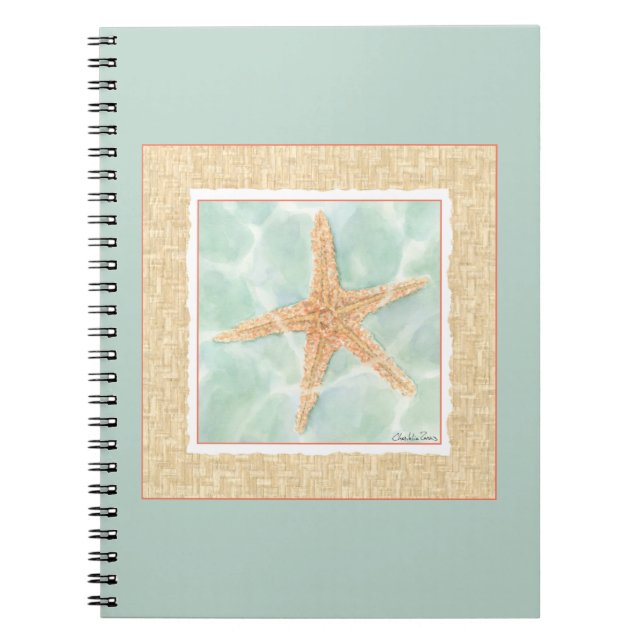 Nautical Starfish i Vatten Anteckningsbok Med Spiral (Framsidan)