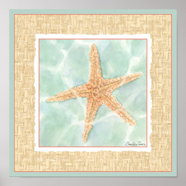 Nautical Starfish i Vatten Poster (Framsidan)