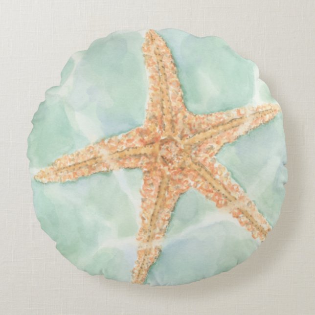 Nautical Starfish i Vatten Rund Kudde (Framsidan)