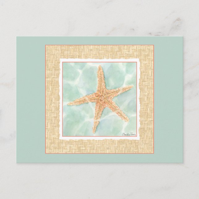 Nautical Starfish i Vatten Vykort (Framsida)