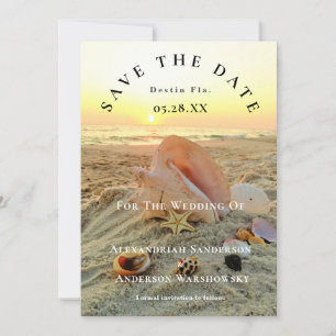 Nautical Starfish Namn Beach Sunset Save Date Inbjudningar