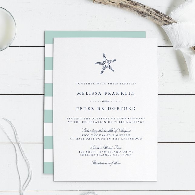 Nautical Starfish Wedding bjudande Inbjudningar (Skapare uppladdad)