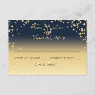 Nautical Starry Himlar Twinkle Bröllop Response OSA Kort