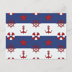 Nautical Stars och stripes Mönster Vykort