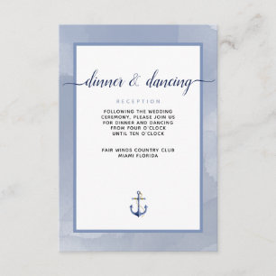 #Nautical Steel Blue Watercolor #Bröllop Informati Tilläggskort