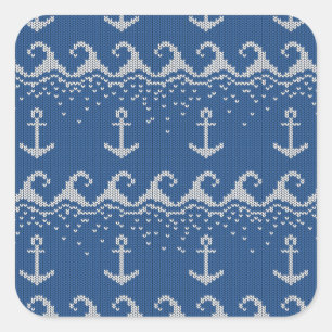 Nautical Sticka Mönster Fyrkantigt Klistermärke
