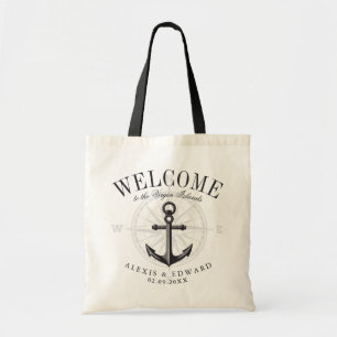 Nautical Stil Anchor Anpassningsbar Welcome Black Tygkasse