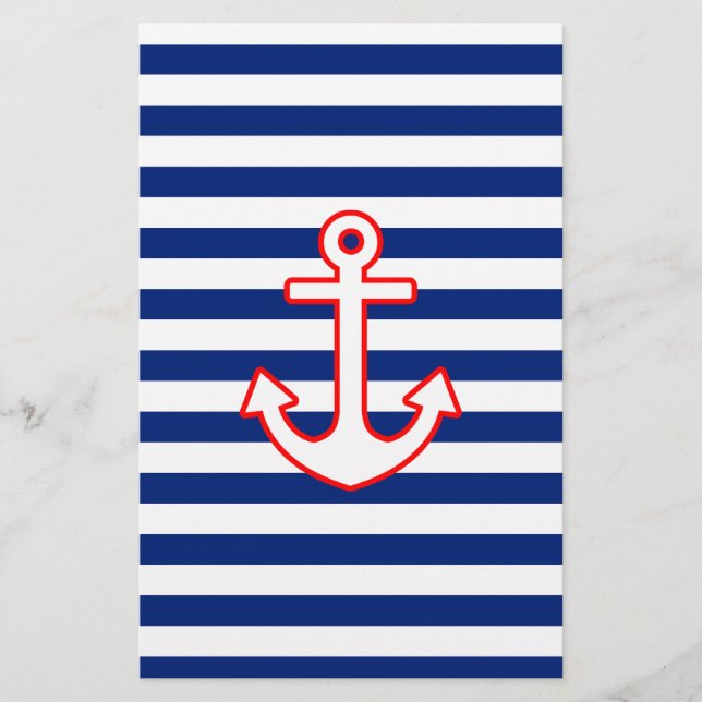 Nautical Stil Anchor på Rand Brevpapper (Framsida)