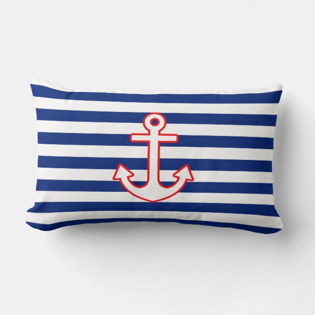Nautical Stil Anchor på Rand Lumbarkudde (Framsida)
