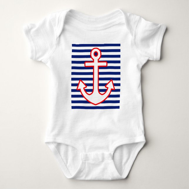Nautical Stil Anchor på Rand Tee Shirt (Framsida)