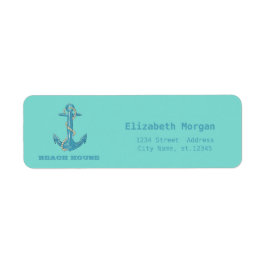 Nautical Strandhus,Ankare,Rep,Mintgrön Returadress Etikett