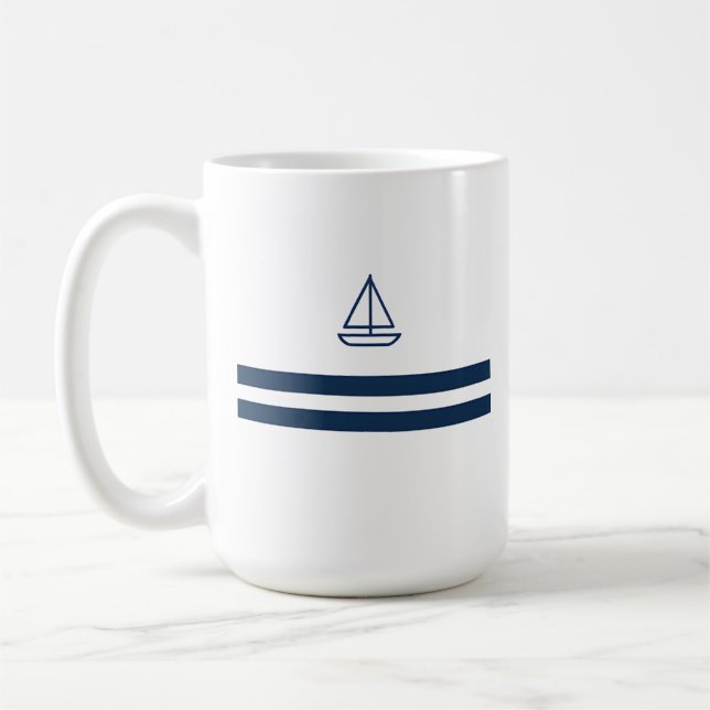 Nautical Stripe Sailboat Kaffemugg (Vänster)