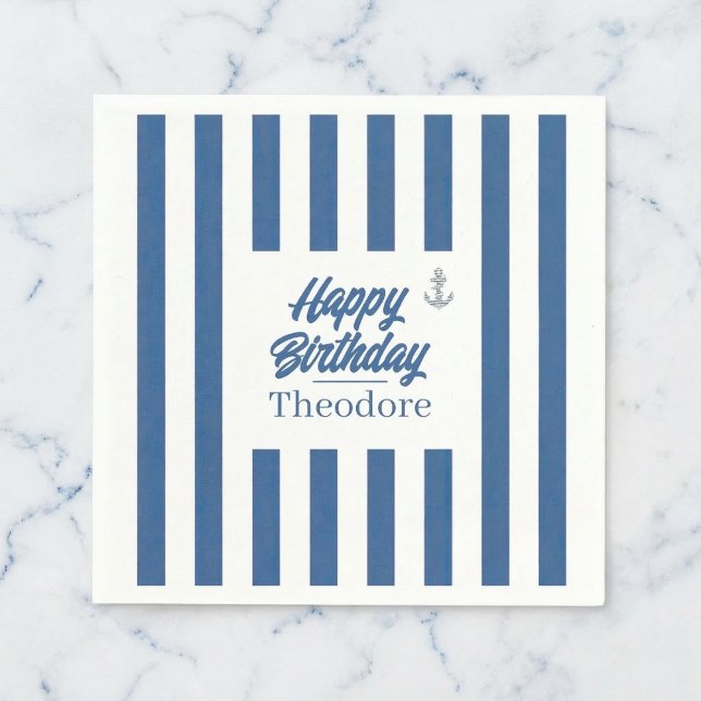 Nautical Striped Anchor Birthday Pappersservett (Perfect for your nautical theme.)