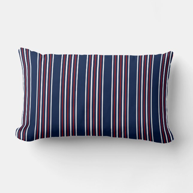 Nautical Stripes in Red, White & Blue – Coastal Lumbarkudde (Framsida)