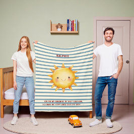 Nautical Stripes Watercolor Sun Name Toddler Blank Fleecefilt