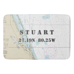 Nautical Stuart FL Longitud Latitude-diagram Badrumsmatta