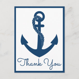 Nautical Tack Navy Anchor Bröllop Beach Ocean Vykort
