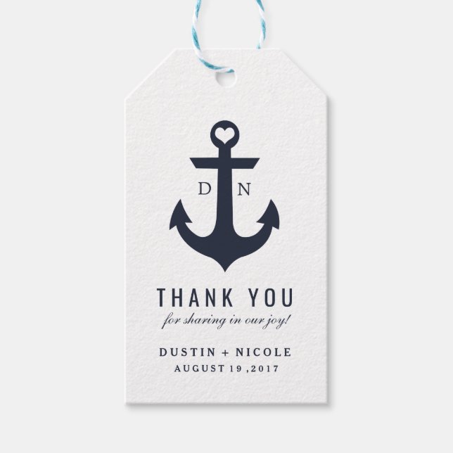 Nautical Tack Wedor Favor-Märkre | BRÖLLOP Presentetikett (Framsidan)