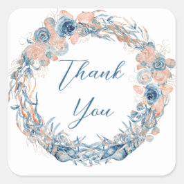 Nautical Teal Aqua Turcos Blue Blommigt Anchor Sq Fyrkantigt Klistermärke