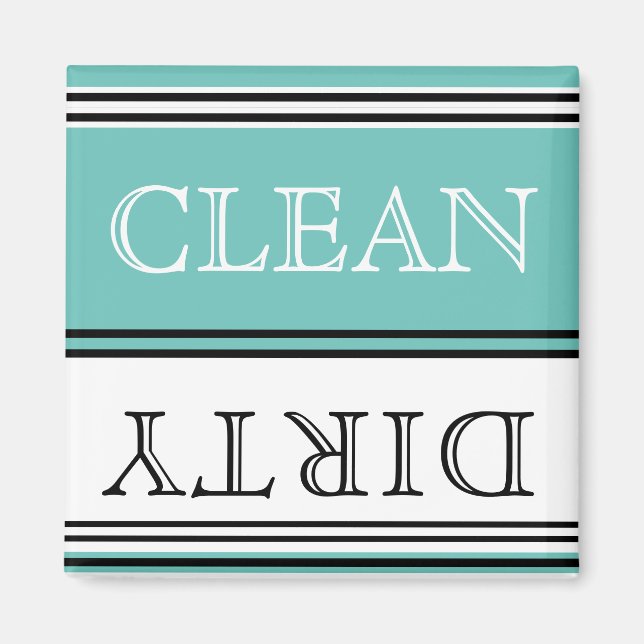 Nautical Teal Blue Dishwasher Dirty Clean Magnet (Framsidan)