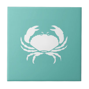 Nautical Teal Crab Kitchen Backsplash Kakelplatta