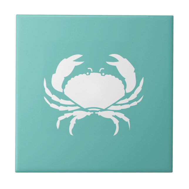 Nautical Teal Crab Kitchen Backsplash Kakelplatta (Framsidan)