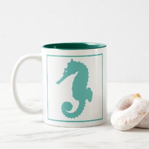 Nautical Teal Seahorse Två-Tonad Mugg