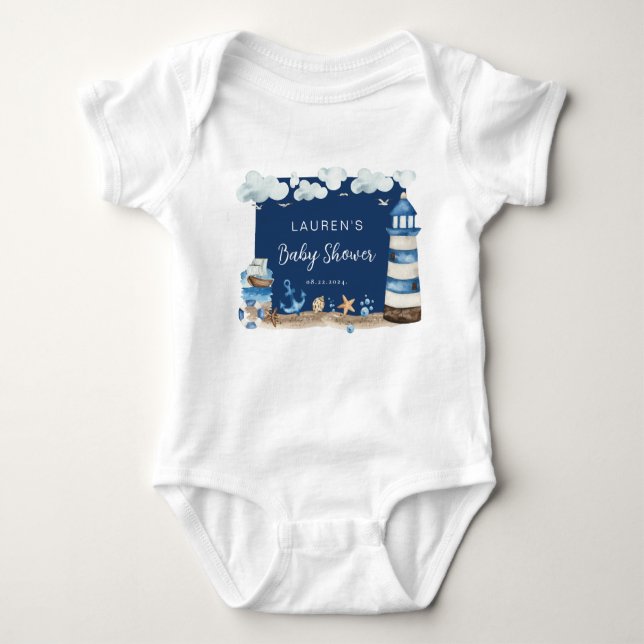 Nautical Theme Baby Shower Baby Bodykoste T Shirt (Framsida)