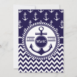 Nautical Theme Boat Bröllop Anchor Chevron Inbjudningar