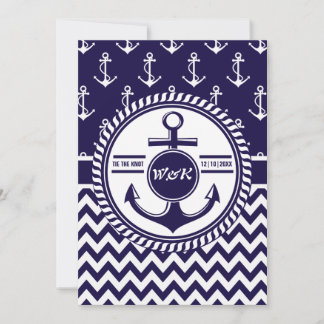 Nautical Theme Boat Bröllop Anchor Chevron Inbjudningar