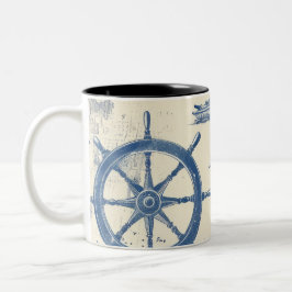 Nautical Theme Ceramic Mugg med Anchor, Helm, och