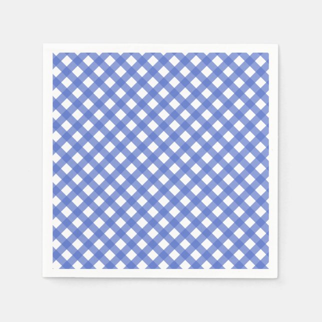 Nautical Theme - Navy Blue Gingham Papper Napkins Pappersservett (Framsidan)