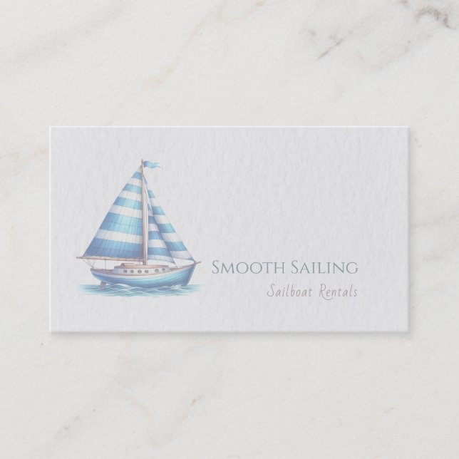 Nautical Themed | Watercolor Sailboat Visitkort (Framsida)