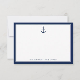 Nautical Thned Anchor Anpassningsbar Note Card Anteckningskort