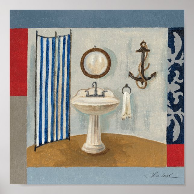 Nautical Thned Bathroom Poster (Framsidan)