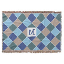 Nautical Tiles anpassningsbar monogram throw filt