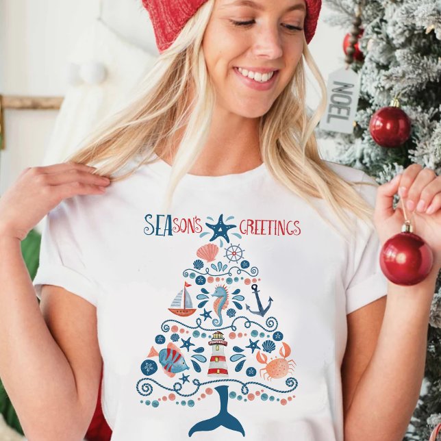Nautical Träd Beachy Kustjul T Shirt (Skapare uppladdad)
