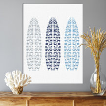 Nautical Trio of Line Art Surfboard